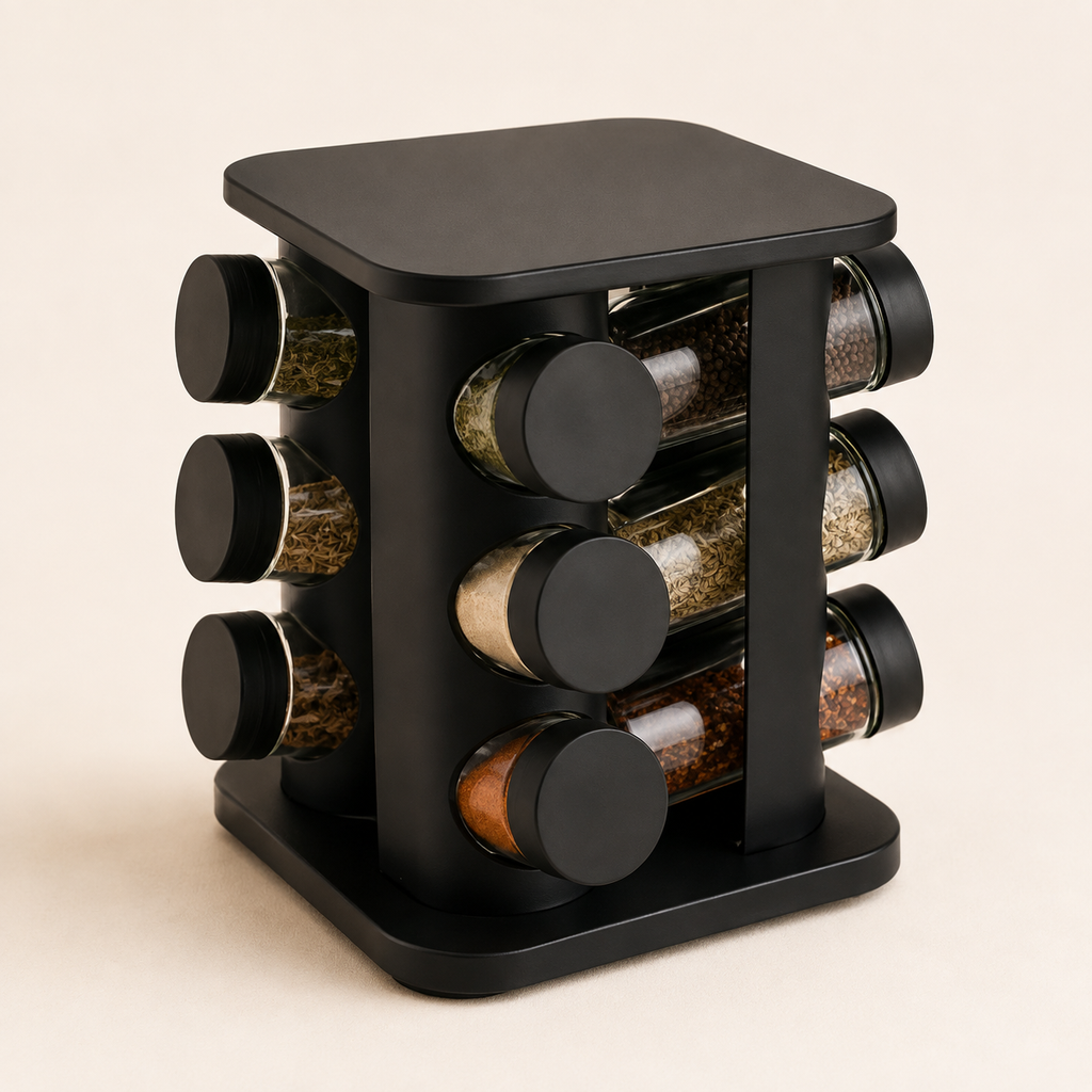 Especiero Giratorio Negro – 12 Frascos