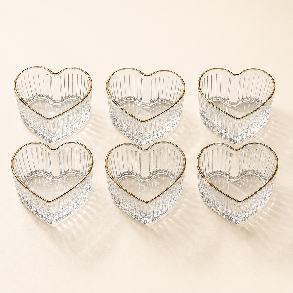Set x6 Recipientes Corazón de Vidrio