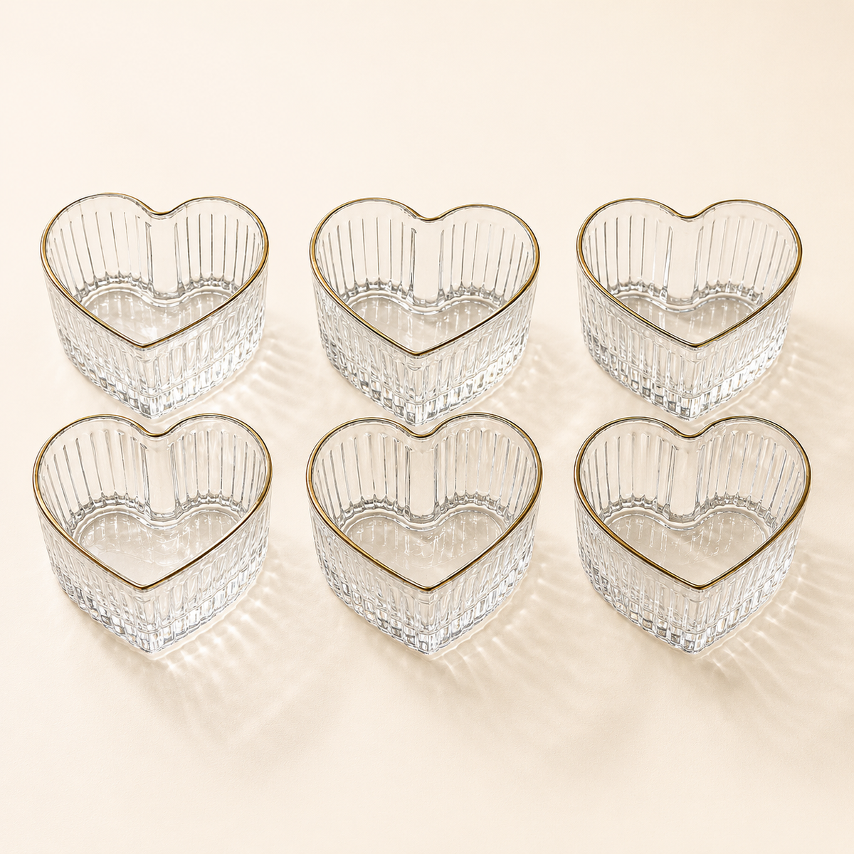 Set x6 Recipientes Corazón de Vidrio