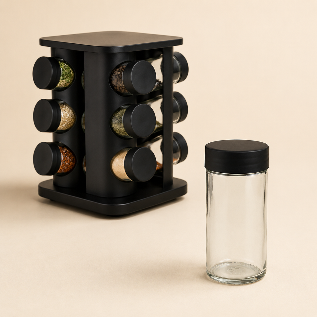 Especiero Giratorio Negro – 12 Frascos