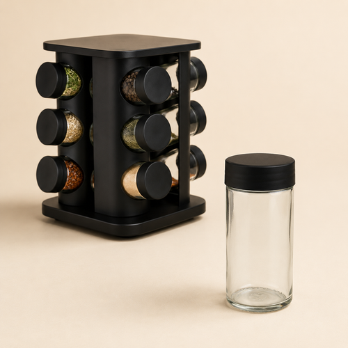 Especiero Giratorio Negro – 12 Frascos