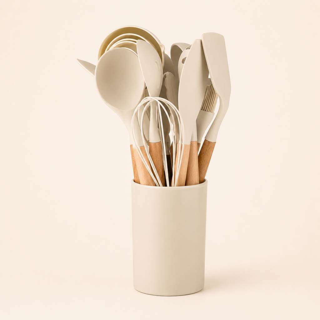 Set de Utensilios de Cocina de Silicona – 12 Piezas con Soporte