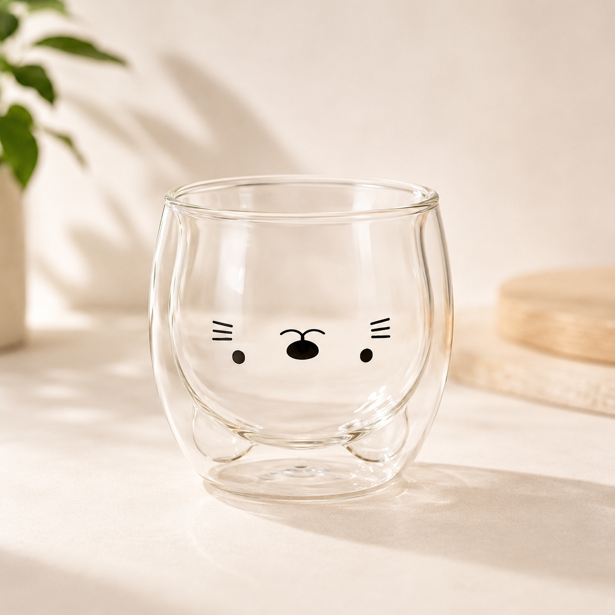Set x2 Vasos de Vidrio Doble Pared Gatito – 250 ml