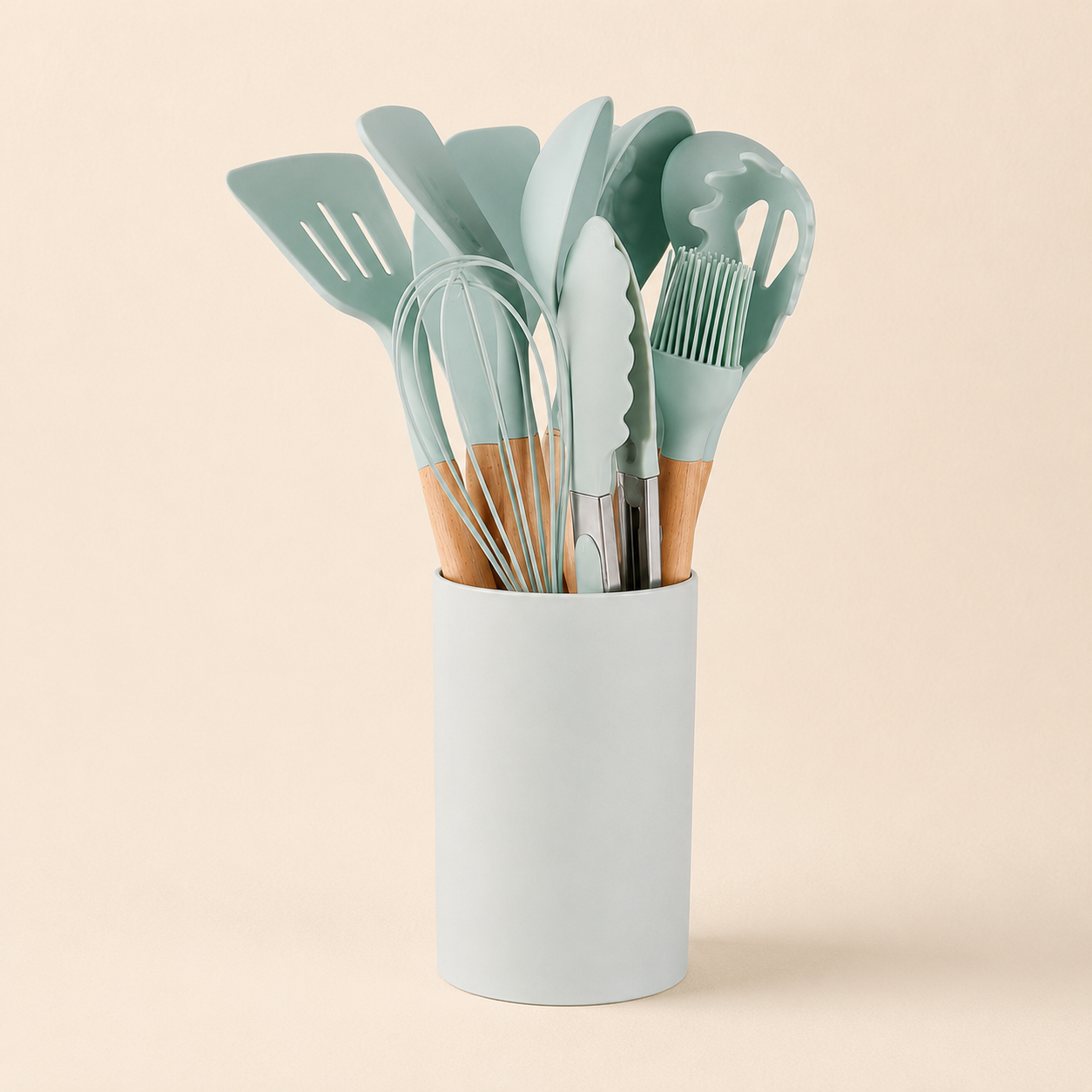 Set de Utensilios de Cocina de Silicona – 12 Piezas con Soporte